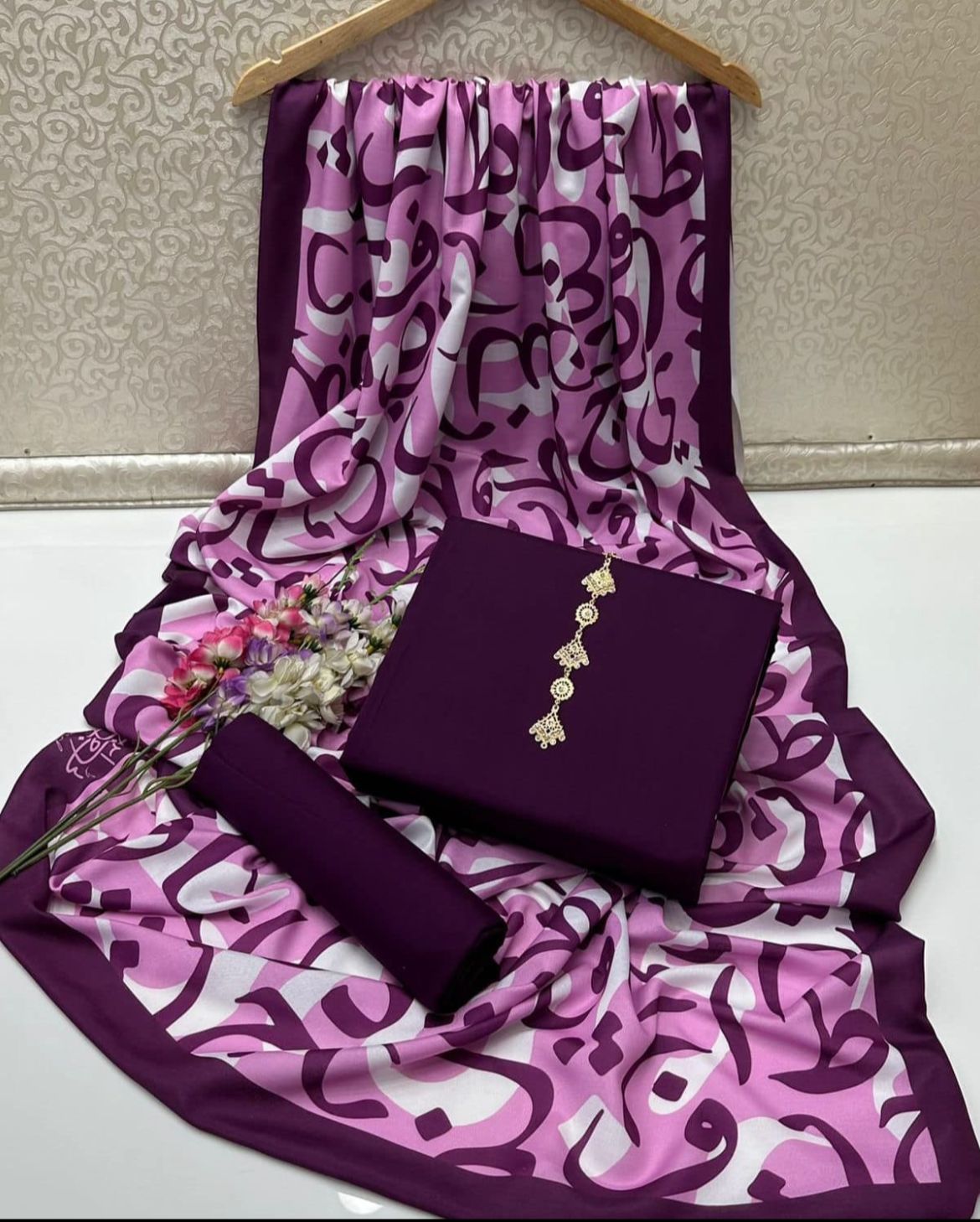 Purple Calligraphy Suit 3pc